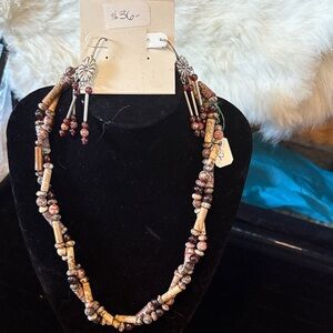 Elegant semi precious Beaded Necklace and Earring Set